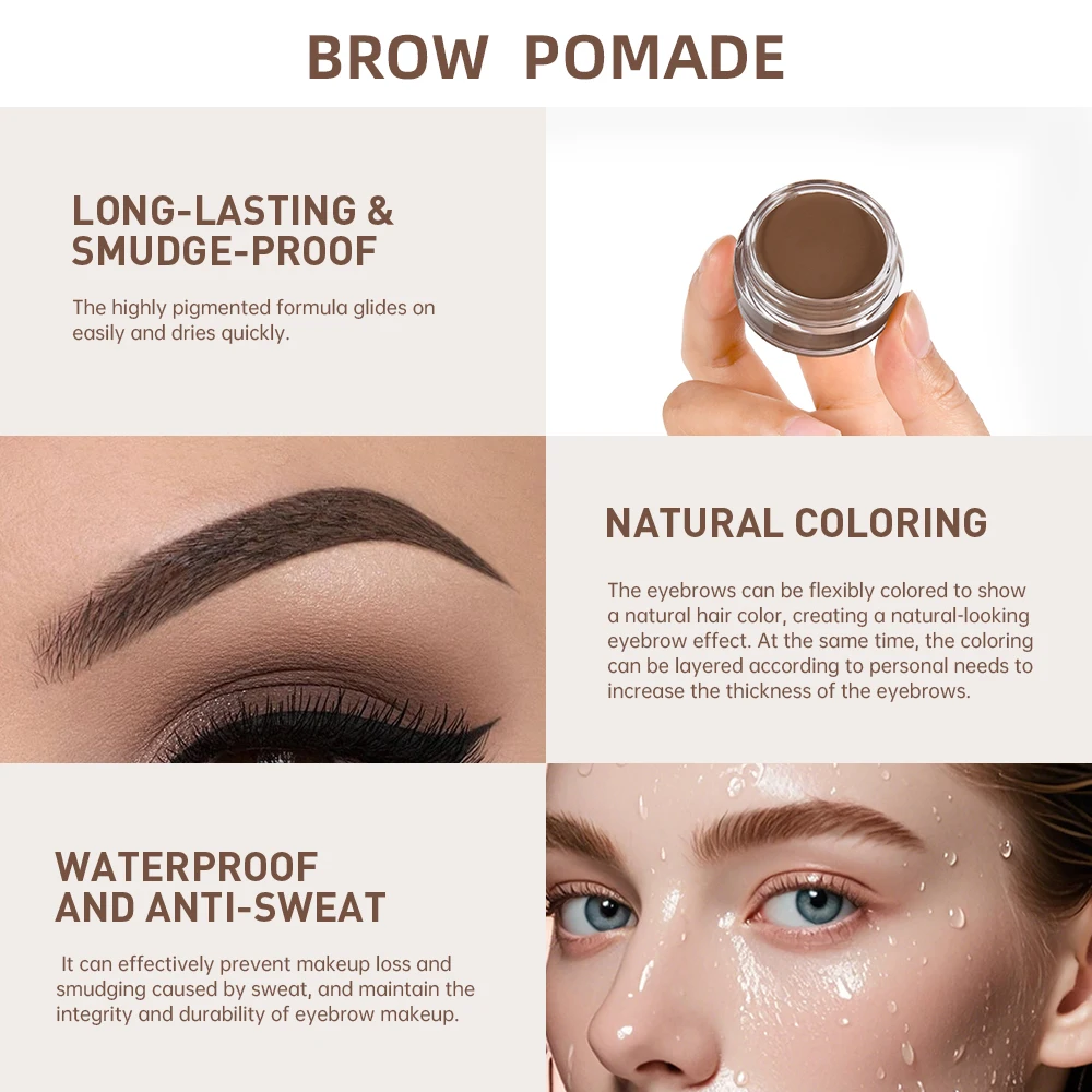 Lakerain Eyebrow Enhancement Cream Long-lasting Waterproof Anti-sweat Thick Paste Texture Natural Color Eye Makeup Cosmetic Tool