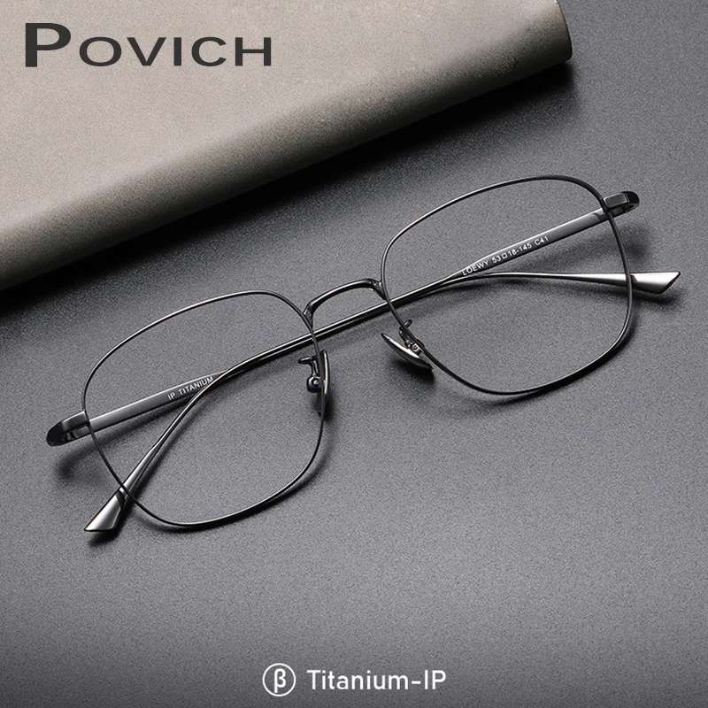 

POVICH Men B Titanium Eyeglass Frame Myopia Eyewear Prescription Comfortable Fit Reading Optical Glasses Filter blue Light