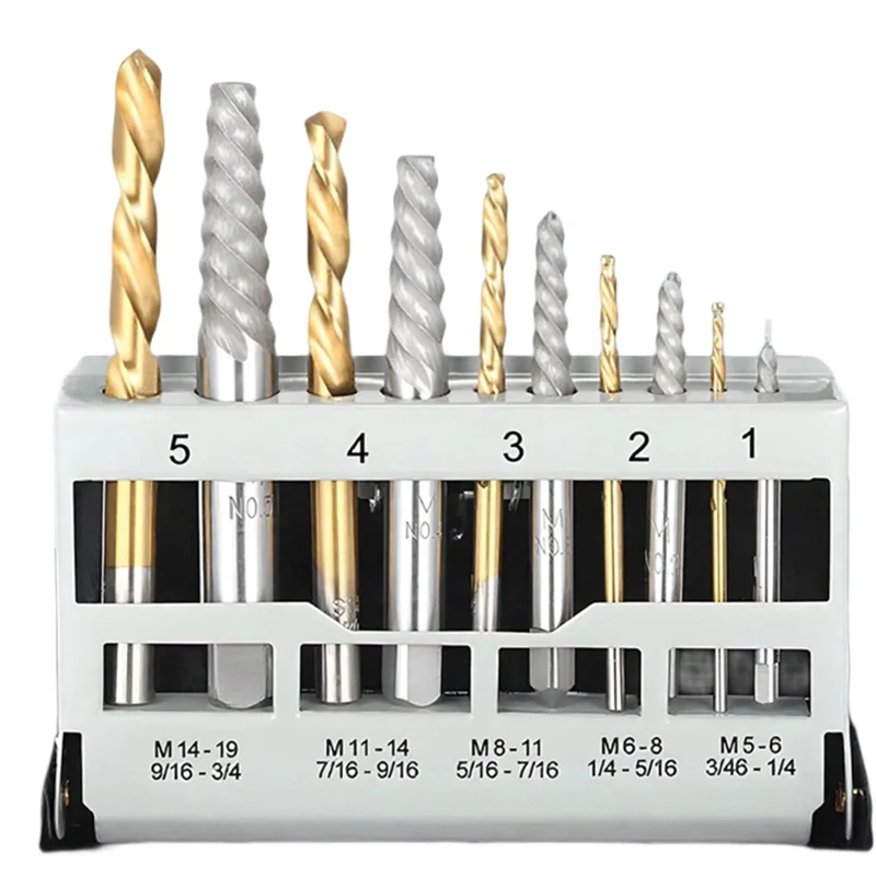 

AC23-Tool Kit For Broken Bolt Removal- 10Pcs Cobalt Left Hand Drill Bits, Alloy Steel Extractors, And Metal Storage Case