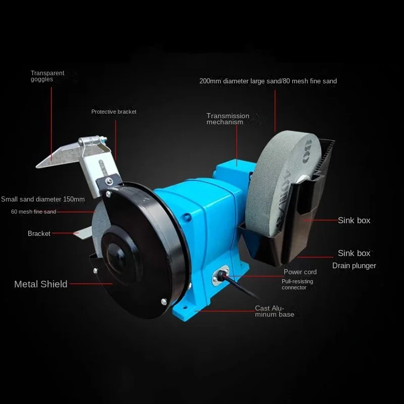 Amoladora de Control de velocidad refrigerada por agua seca y húmeda, 350W, pantalla Digital multifunción ultrasilencioso, cuchillo de pulido de escritorio Sharpe