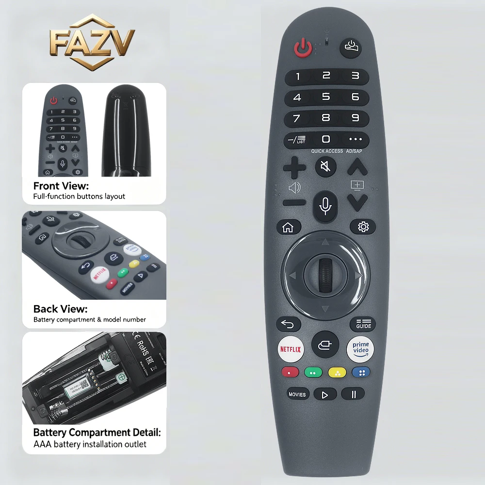 FAZV MR20GA Voice Remote for KOGAN KALED60U93NA KAQL50W94QA KALED70UN8910SGA KALED70UN8922OSNA EKOK75USW K65USW LED TV