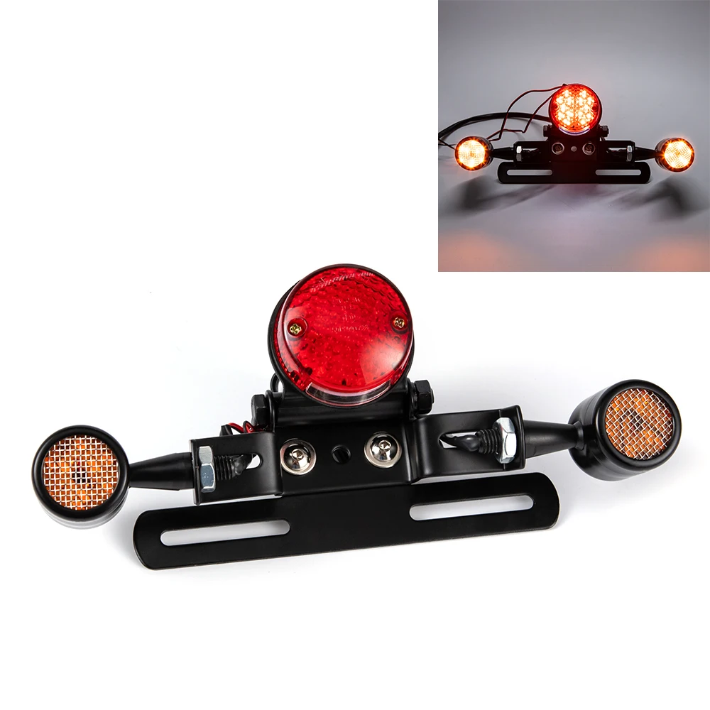 

Red 12V LED Adjustable Cafe Racer Style Stop Tail Lights Motorbike Brake Rear Lamp Motorcycle Taillight for Chopper