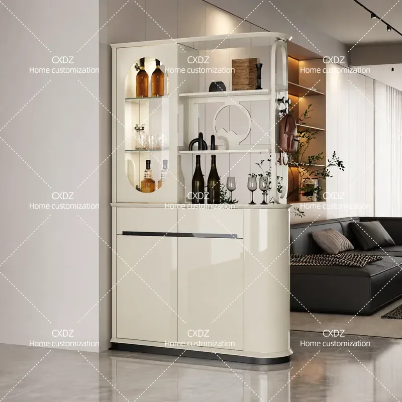Bairuite Cream Wind Home Entry Entrance Cabinet Foyer Partition Double-sided Screen Wine Cabinet Shoe Cabinet Integrated