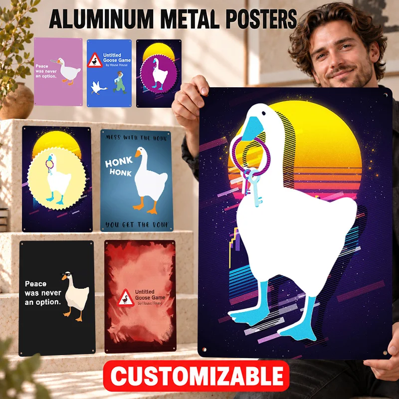 Untitled Goose Game Printed Posters Arcade Inspired Style Bedroom Wall Art Customized Aluminum Metal Sign Memorable Decor Gift