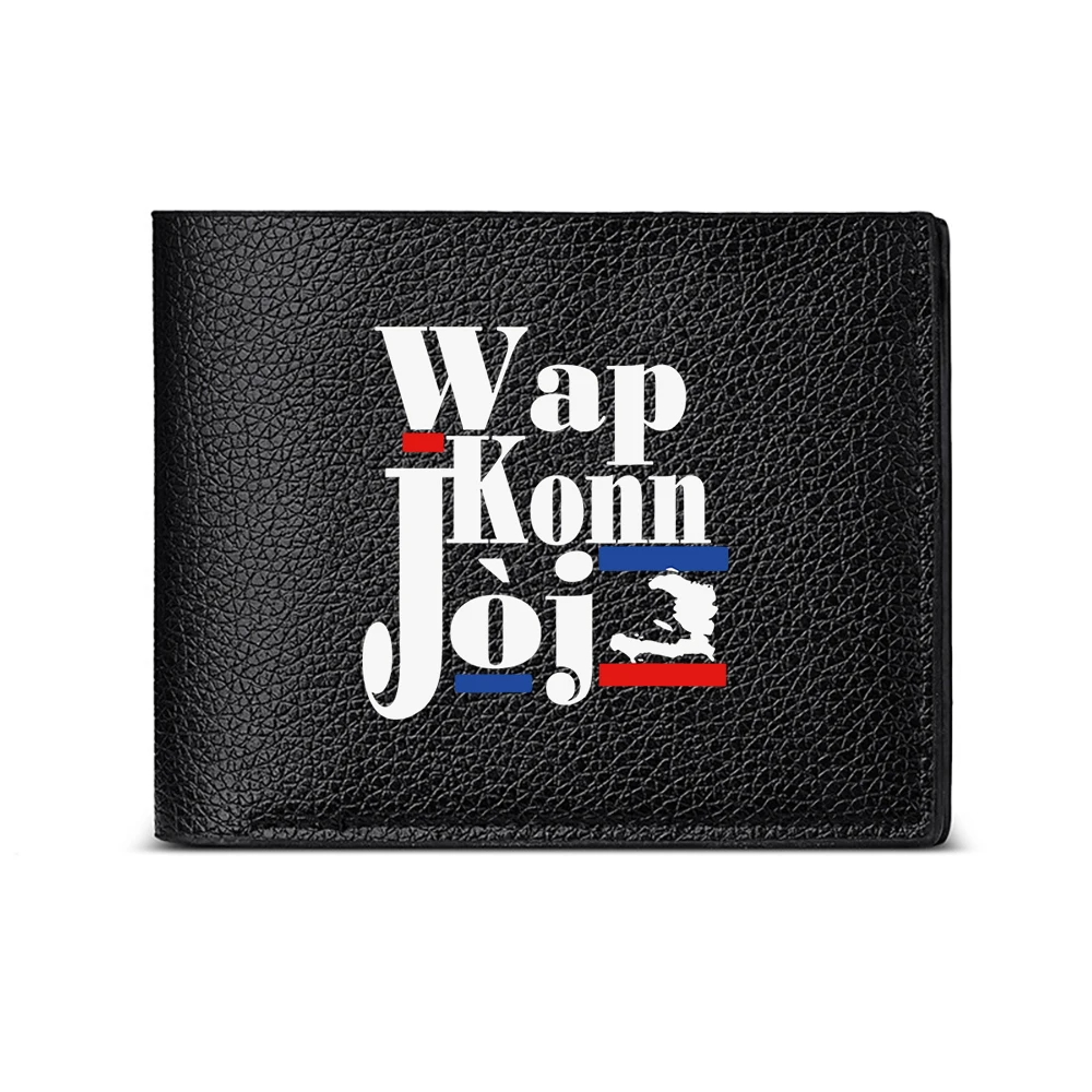 Wap Konn Jòj Fashion Print Men Wallet Casual Business Style Statement Accessory Modern Design Trendy Look Daily Use Essential