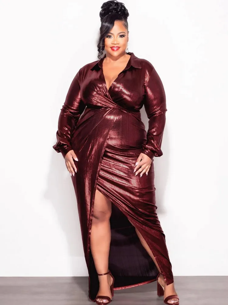 

XL-5XL Plus Size Clothes Dresses Women Robes 2026 Spring Autumn Street Style Casual 3XL 4XL Big Size Maxi Dress Oversize