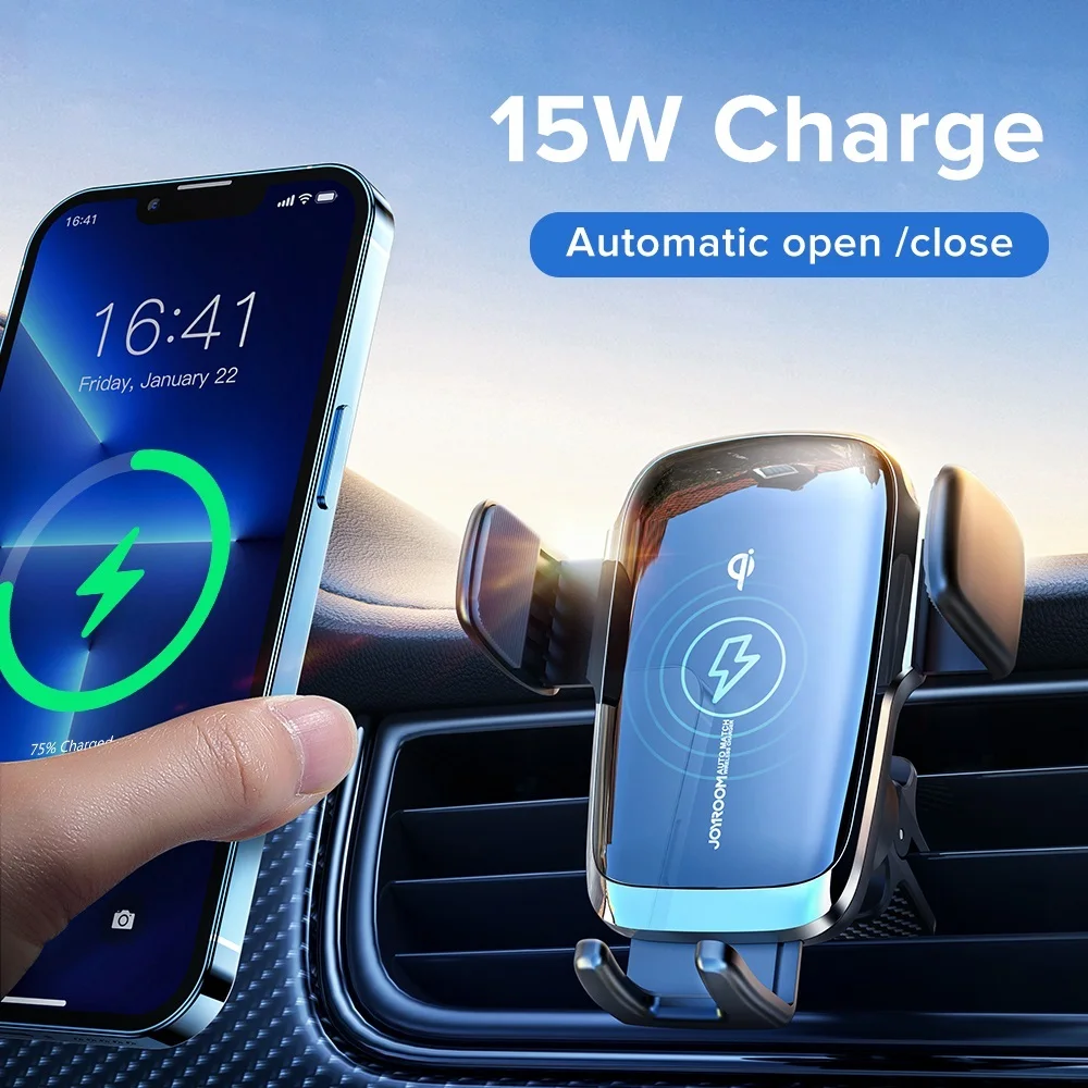 Top! 15W Qi Car Phone Holder Wireless Car Charger Automatic Alignment Car Mount Air Vent Mount Car Charger Universal