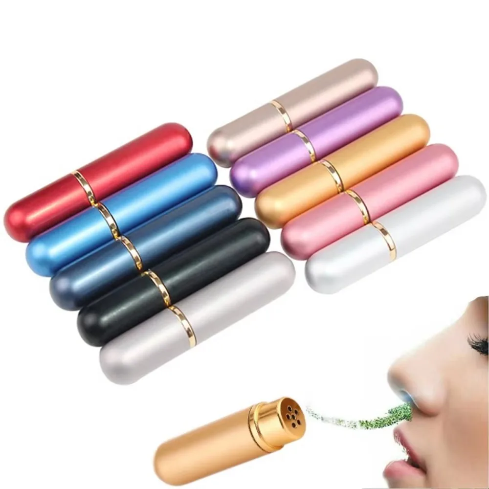 Travel 5ml Aluminum Nasal Inhaler Colored Replacement Aromatherapy Inhaler Empty Tubes For Essential Oil