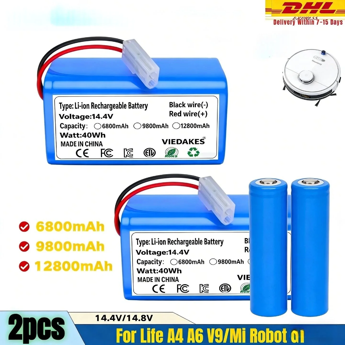 4S1P 14.4V/14.8V High Stability Sweeper Battery Replacement Accessory For Mijia Essential G1