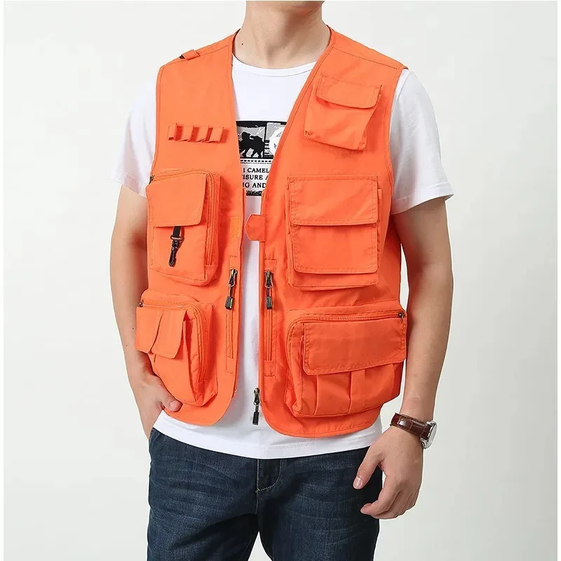 Working Vest Camouflage Vest Multi Pocket Jackets Fishing Clothing Large Size Tactical Sleeveless Jacket Luxury Camping Hunting