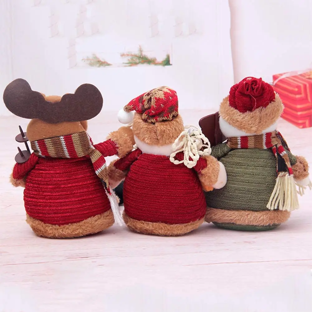 Christmas Plush Toy 3 PCs/suit Super Cute Long Leg Sitting Santa Claus Snowman Reindeer Doll