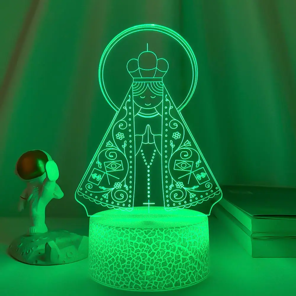 

3D светодиодный акриловый ночник Lady Aparecida для украшения церкви, крутой подарок для веры, светодиодные настольные лампы, дропшиппинг