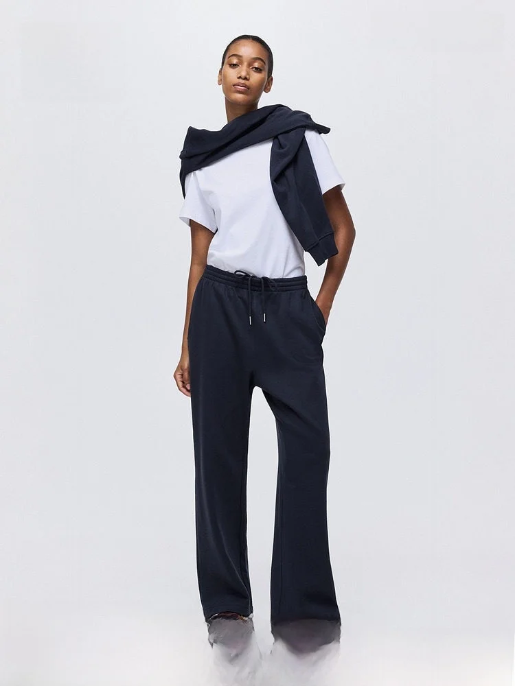 

Женские спортивные брюки с эластичной резинкой на талии и прямым кроем, на флисовой подкладке, весенние, длинные, удобные, из смесового хлопка