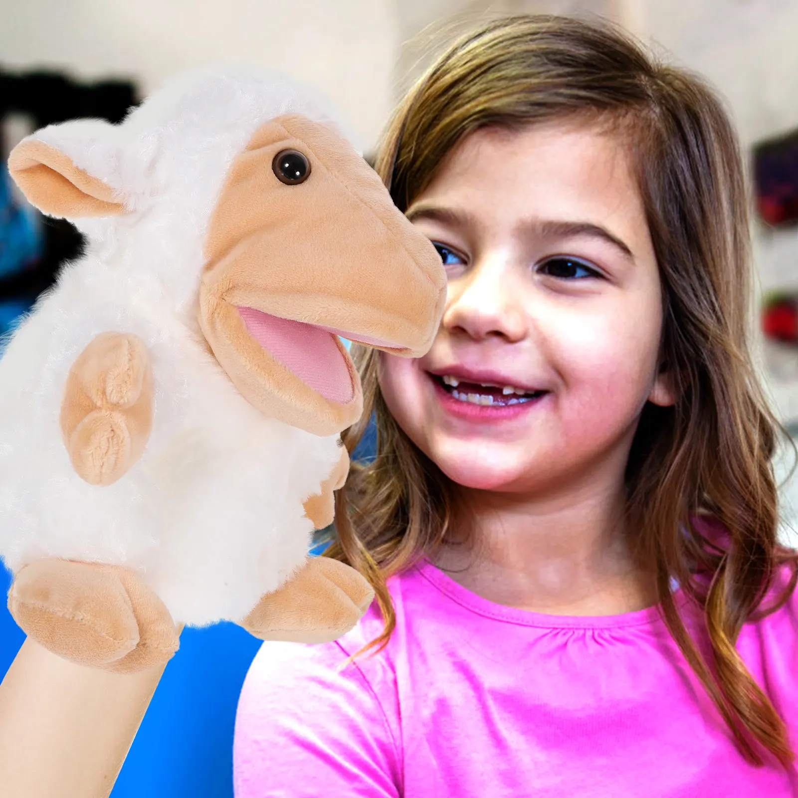 

Adorable Lifelike Sheep Hand Puppet Kids Educational Interactive Play Tool Develops Hand-Eye Coordination Storytelling