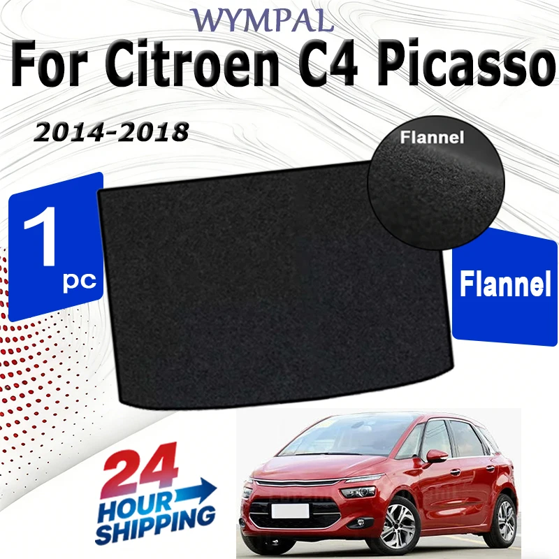 

Фланелевые коврики в багажник для Citroen C4 Picasso 2014-2018, черный грузовой коврик-вкладыш в багажник автомобиля