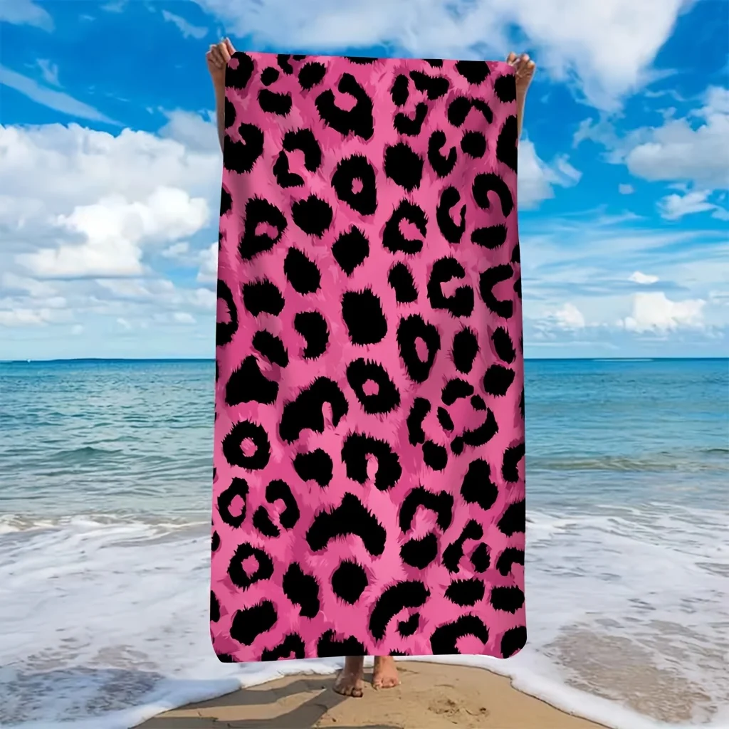 

1pc Microfiber Beach Towel,Pink Leopard Print,Ultra-Soft Material, Lightweight and Absorbent,Ideal for Yoga,Swimming,and Camping