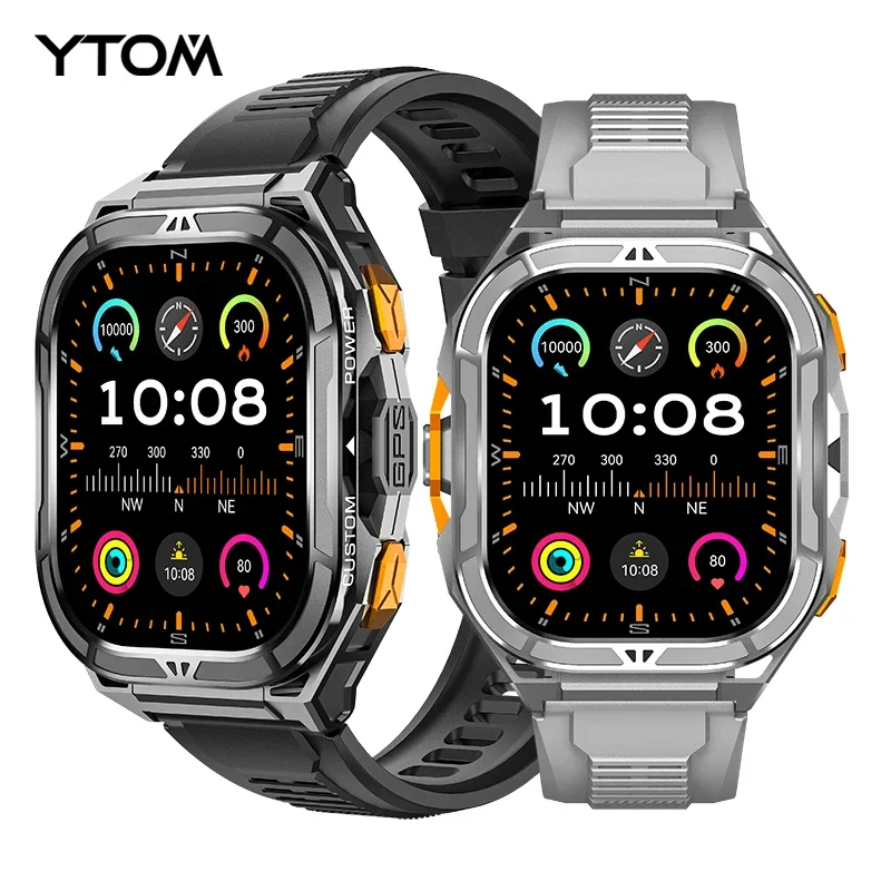 YTOM X5  Amoled 5ATM GPS Waterproof SmartWatch For Men Built-in Dual-band GNSS Compass Military Sport Smart watch PK T-Rex 3