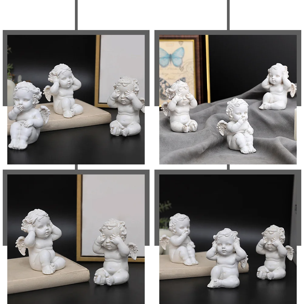 

3pcs Vintage Cupid Angel Statue Resin Miniature Decor Figurines For Home Garden Indoor Outdoor Decoration Angel Figurines