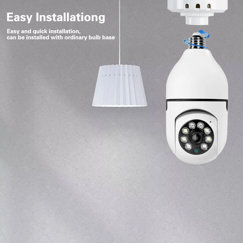 Tuya WiFi 5MP Surveillance Smart Security Camera Light Bulb With E27 Socket Human Tracking Full Color Night Vision Indoor