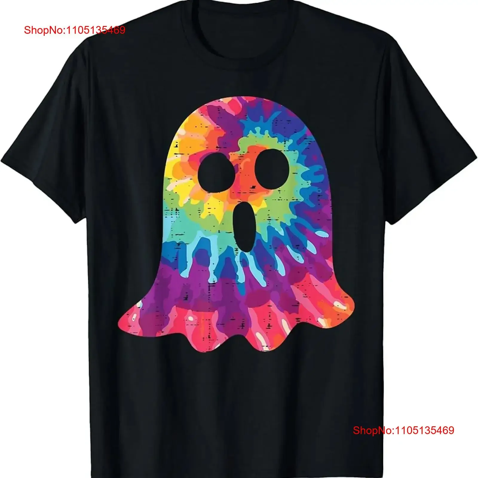 Camiseta Hippie Retro con tinte de corbata de fantasma de Halloween, camiseta vintage lavada con gráfico suave, Top ligeramente cómodo para uso diario, informal