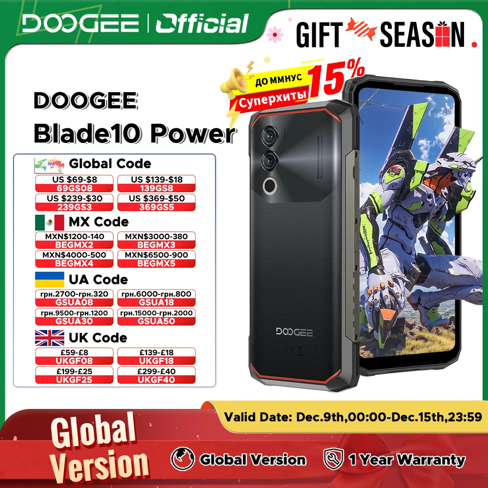 World Premiere DOOGEE Blade10 Power Rugged Phone 6.6” HD+ 90Hz IPS Screen 6GB+256GB 50MP AI Main Camera 10300mAh Android 14