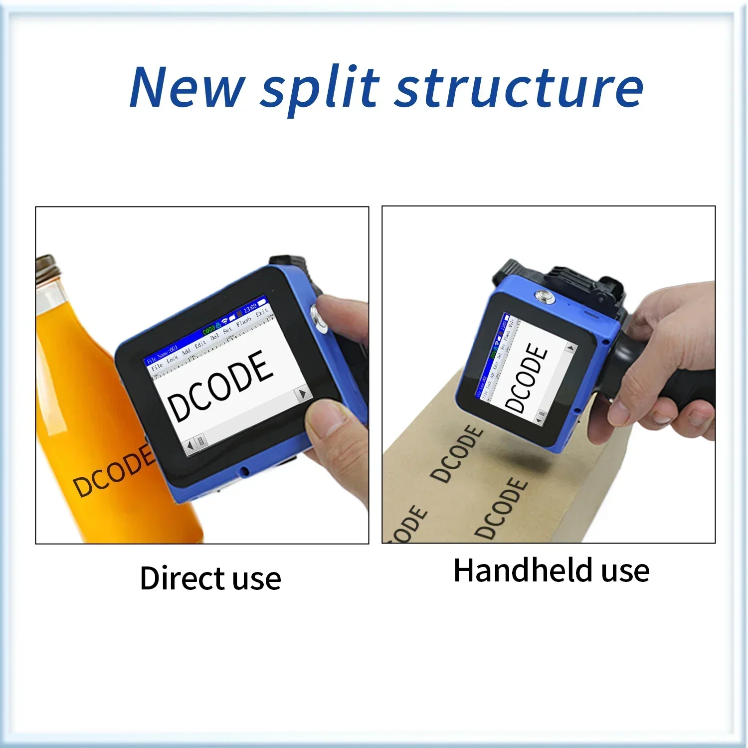 DCODE DC12 12,7mm Mini impresora portátil dividida Mini impresora de inyección de tinta texto QR imagen de código de barras número de lote Logo fecha máquina de codificación