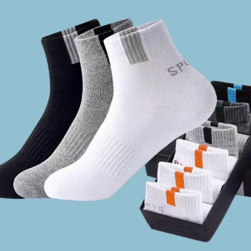 

5/10 Pairs 2024 New High Quality Men Cotton Socks Bamboo Fiber Breathable Sweat Absorbent Deodorization Comfortable Sports Sock