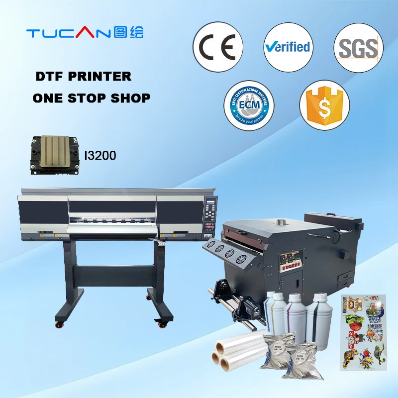 المزدوج رئيس XP600/i3200 60 سنتيمتر DTF طابعة نقل الحرارة آلة طباعة تي شيرت شاكر ومجفف طابعة Dtf الطباعة الرقمية