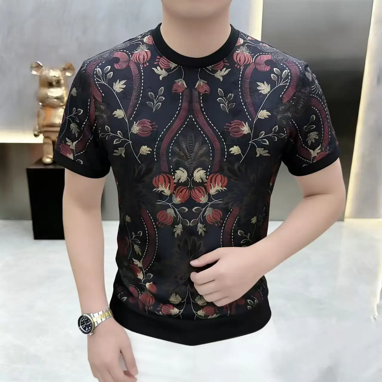 European Style Slim Fit T Shirt For Men Short Sleeve Cool Feeling Summer High-Quality Soft Comfortable Print Camisetas De Hombre
