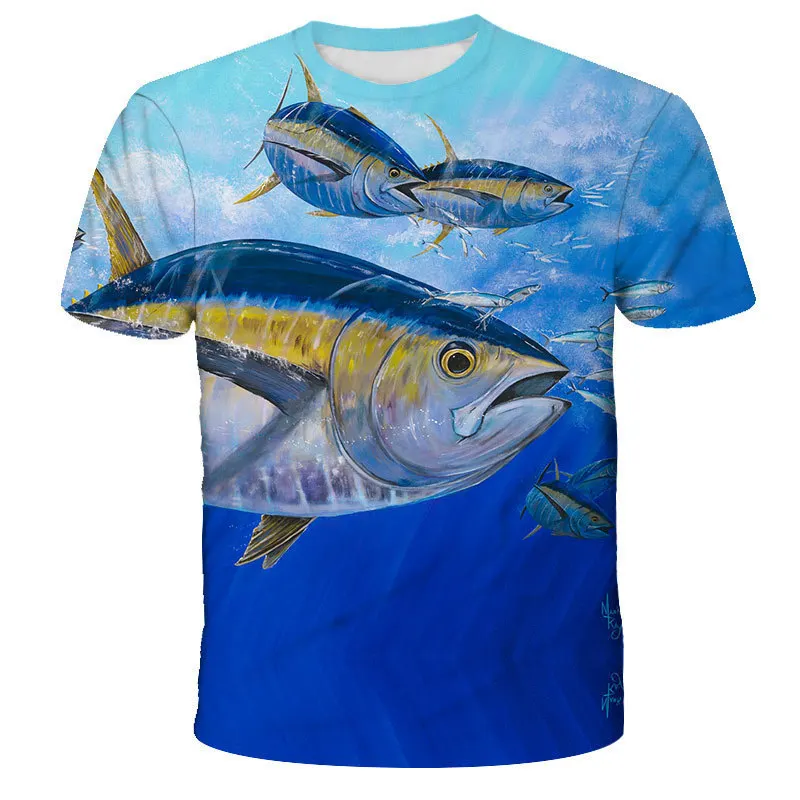 Summer Marine Fish T Shirt Fishing 3D Print Men Women Casual Short Sleeve T-Shirts Oversized Harajuku Man Tees Tops Clothing