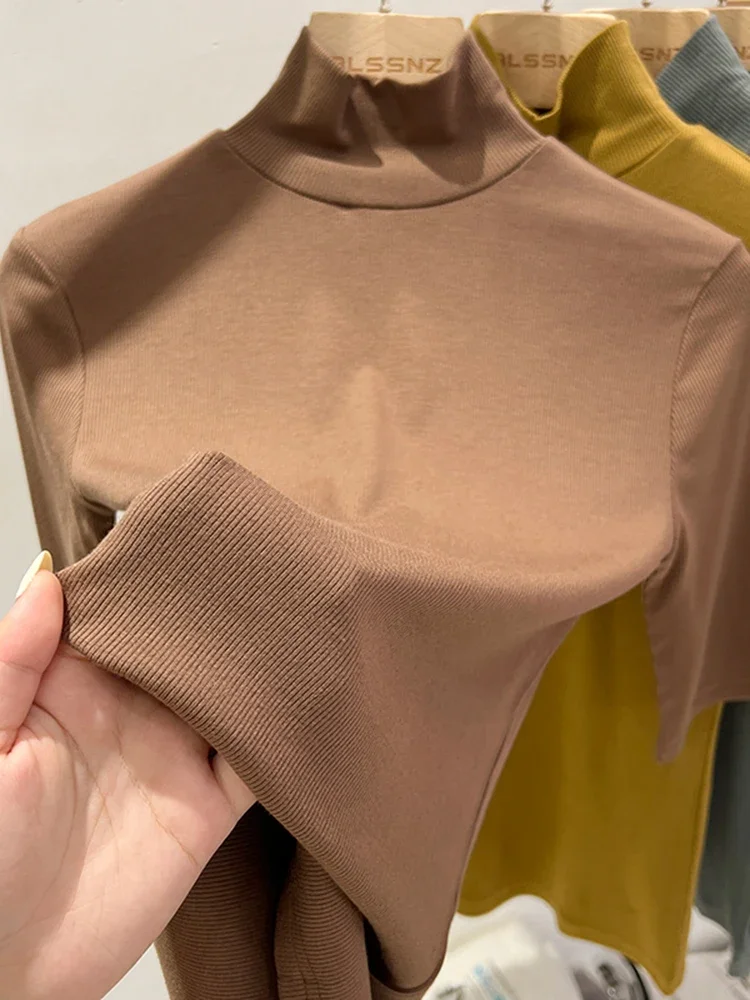 

Female Casual Elasticity White Tee Shirt Women Turtleneck Slim Tshirt 2026 Basic T Shirt Short Sleeve T-shirts Women Top