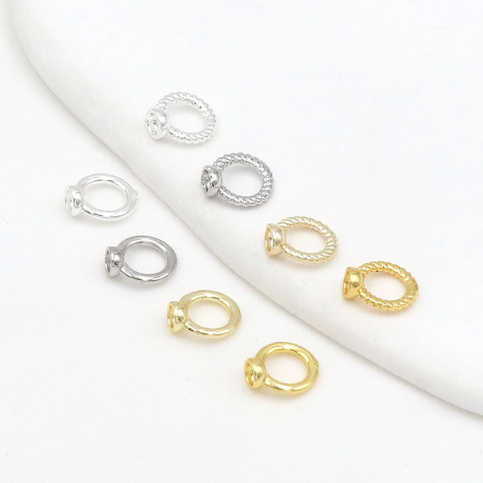 10 Pcs Brass End Caps For Necklace Bracelet Jewelry Making Wholesale Multicolor Double Hole Connector Rings End Caps 8mm x 7mm