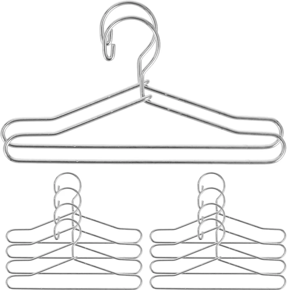 

10Pcs Miniature Clothing Hangers for Simulation Metal Dress Holders Compact Closet Organizer for Kids Room Decoration and