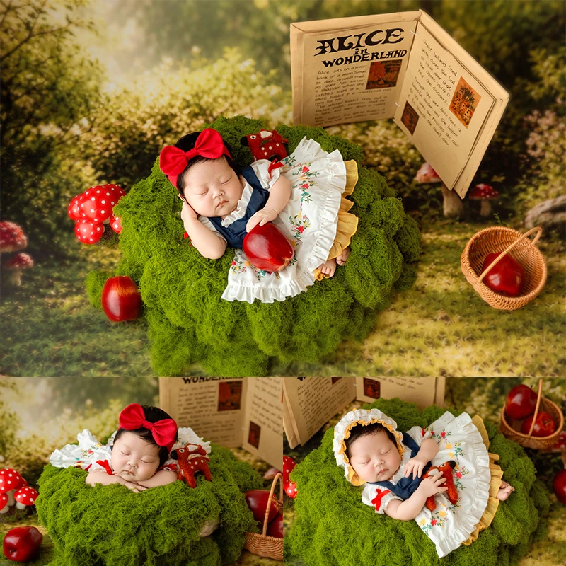 tenue-de-photographie-pour-nouveau-ne-theme-«-blanche-neige-»-pour-bebe-fille-de-0-a-1-mois-robe-a-imprime-floral-avec-bandeau-rouge-costume-de-studio-pour-seances-photo