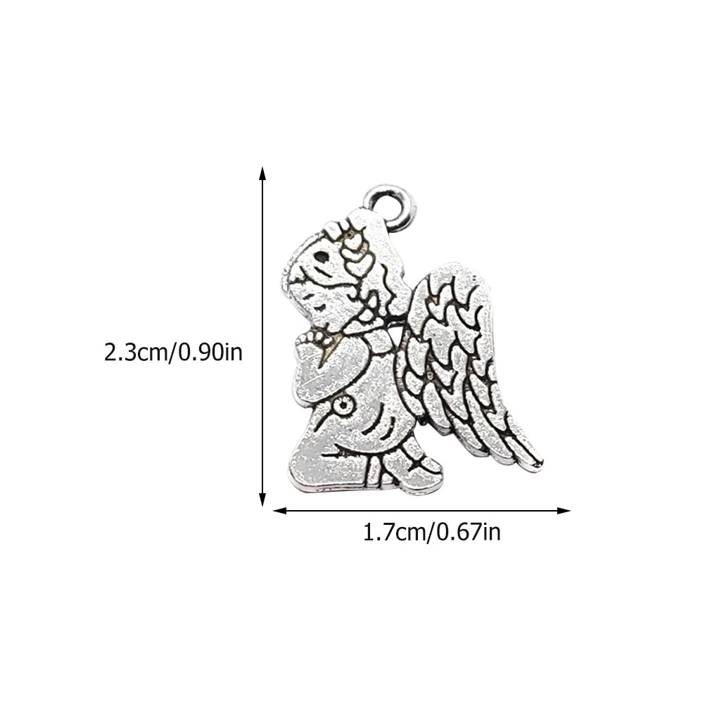 50 шт. кулон с ангелом, серебряный цвет, сплав, изготовление ювелирных изделий, молитвенное ожерелье «сделай сам», компонент, браслет, серьги
