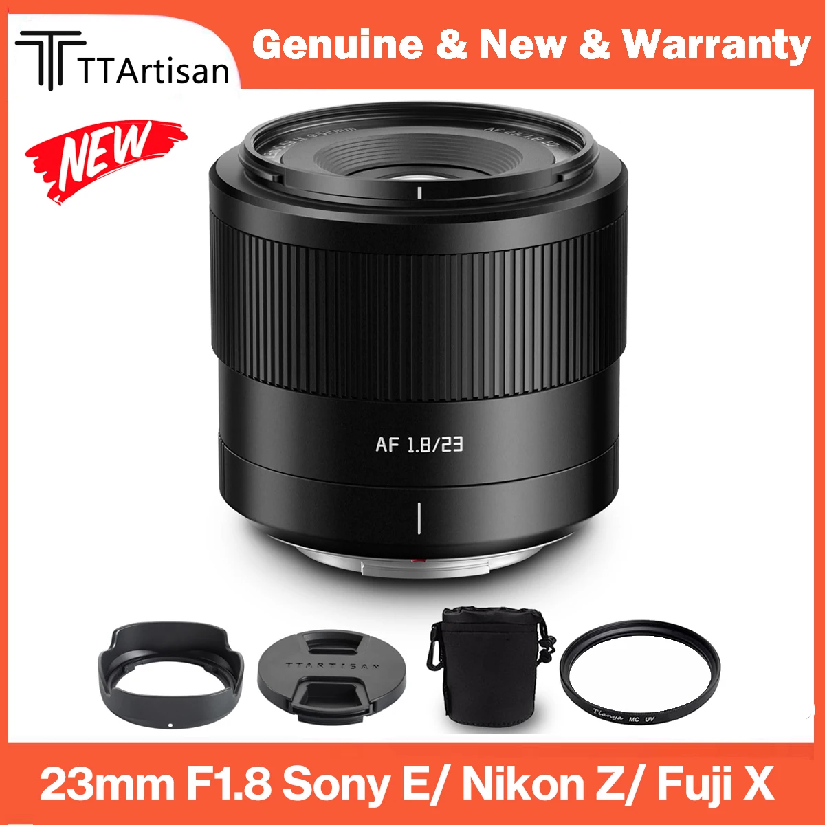 TTArtisan 23mm F1.8 APS-C Auto Focus STM Prime Lens for Sony A6700 NEX-7 ZVE-10 FX30 Nikon Z7II Z9 Z8 ZF Fuji X-A5 X-A7 X-M5