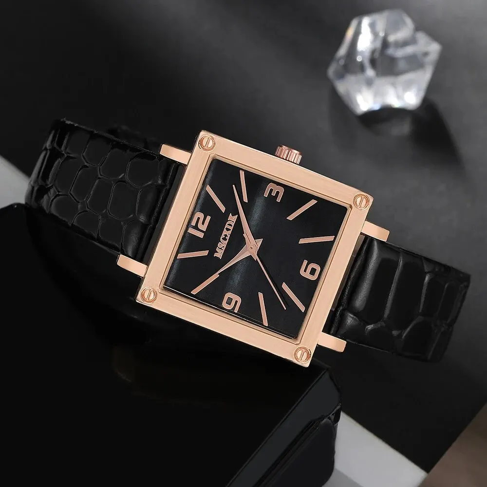 Female Fashion Watch Simple Leather Quartz Wristwatch Women Felt Underarm Bag Single Shoulder Bag Set Dress Clock Montre Femme