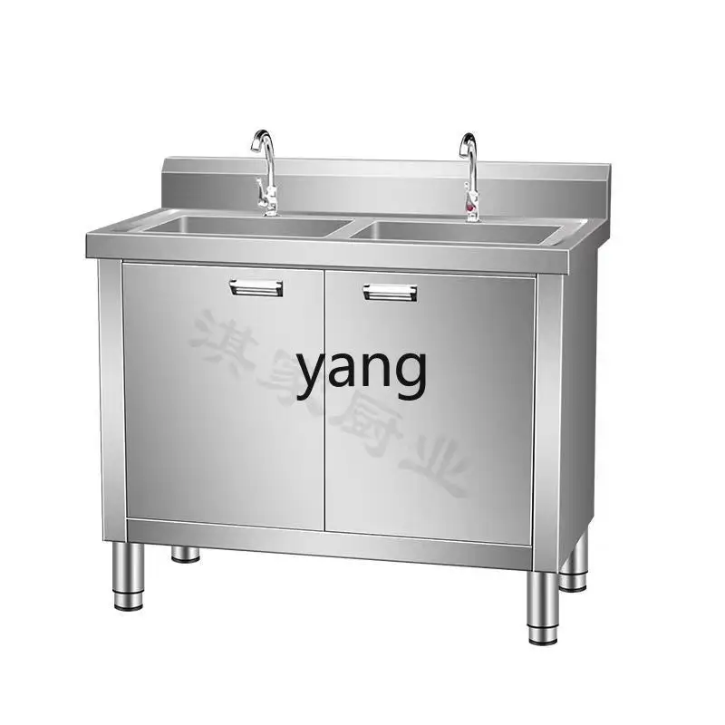 LTT stainless steel commercial sink single double pool kitchen cabinet washing basin three holes