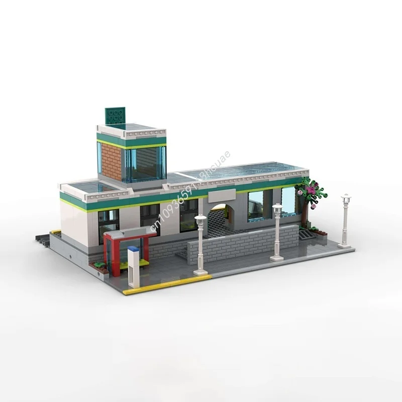 934pcs MOC Modulair Treinstation Stad Treinen Model Gebouw Kerstcadeaus Blokken Speelgoed Bouw Monteren Idee Baksteen Kinderen
