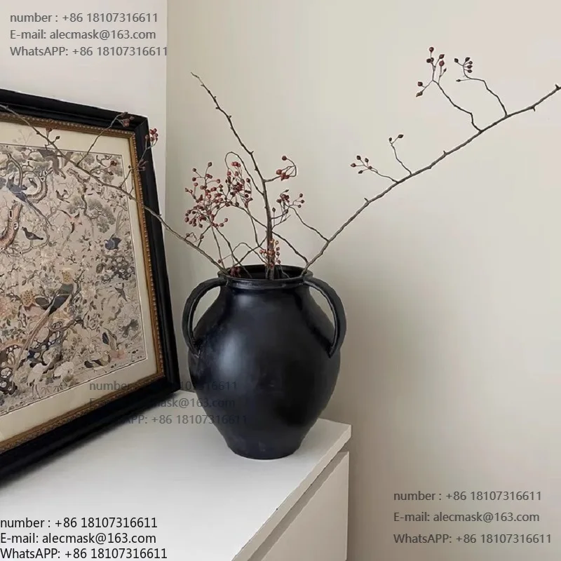 

Medieval ceramic vase flower arrangement ornament niche living room entrance home decoration vase ceramic ornament