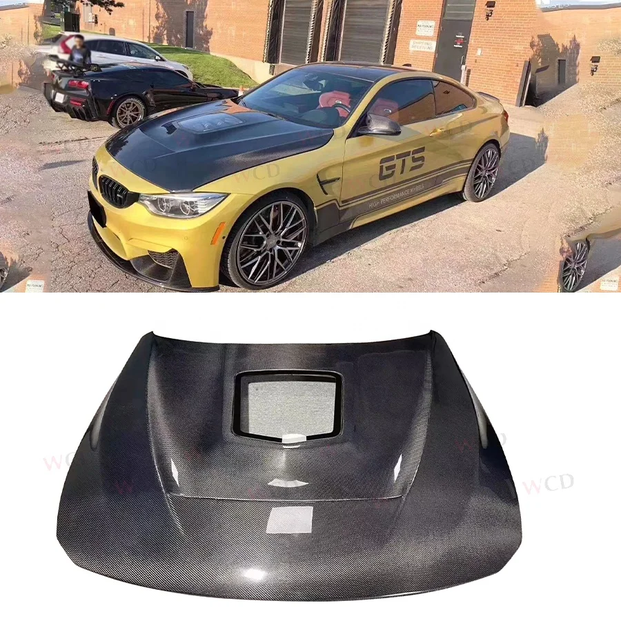 For BMW M3 F80 M4 F82 IMP Transparent Style Carbon Fiber Front Engine Hood Body kit Clear Bonnet