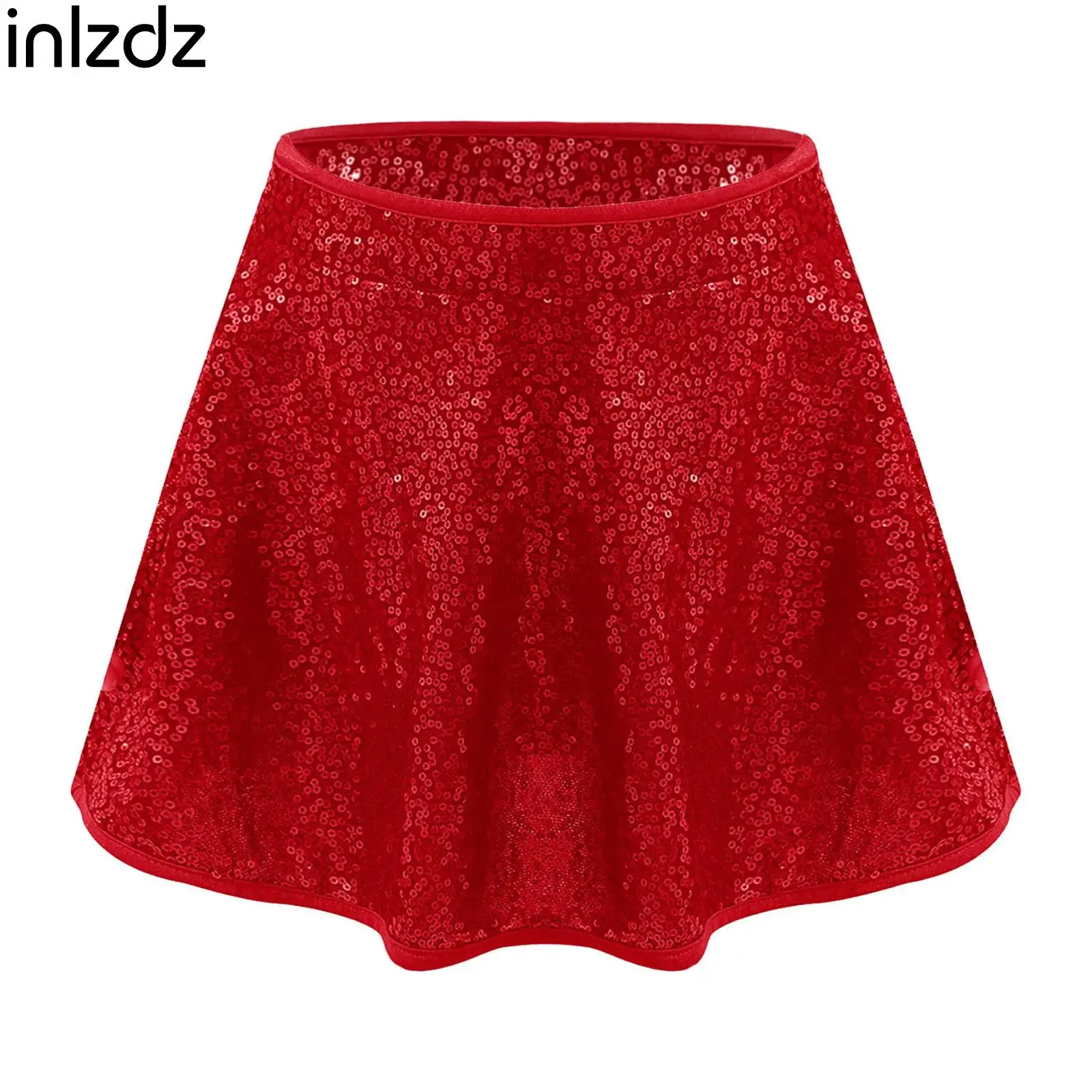 

Girl Contemporary Modern Dance Costume Sequins Adorned Stretchy Waistband Built-in Briefs Skirt Figure Ice Skating Dance Clothes
