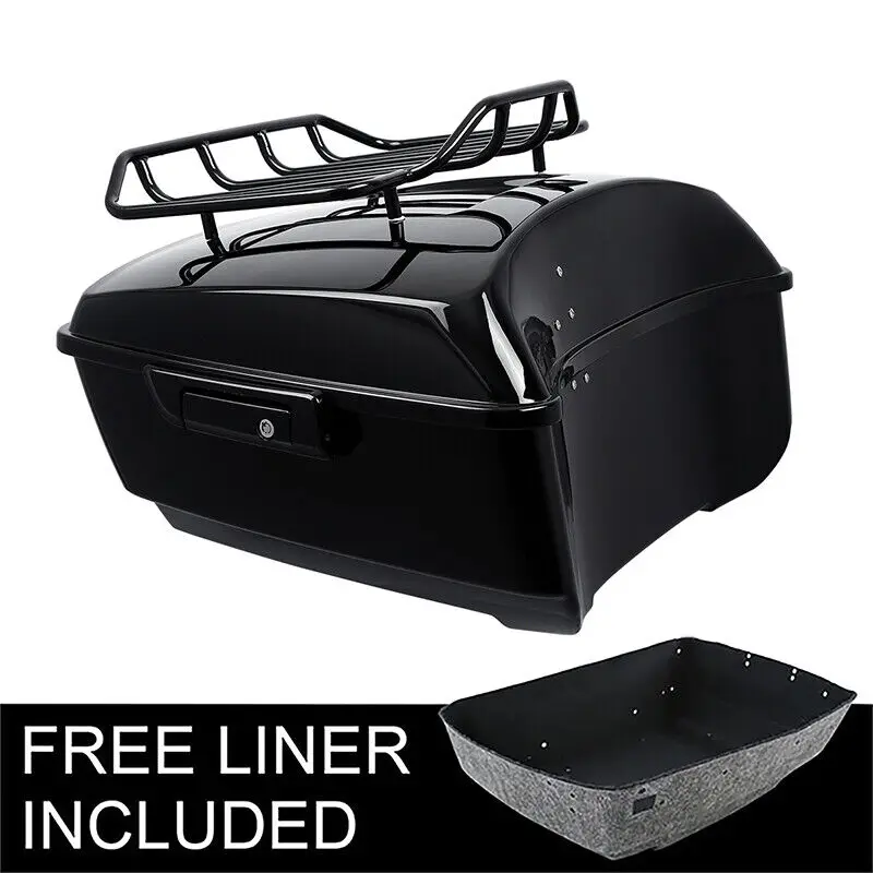 Motorcycle Gloss Black King Pack Trunk Luggage Rack For Harley Tour Pak Touring 2014-2024