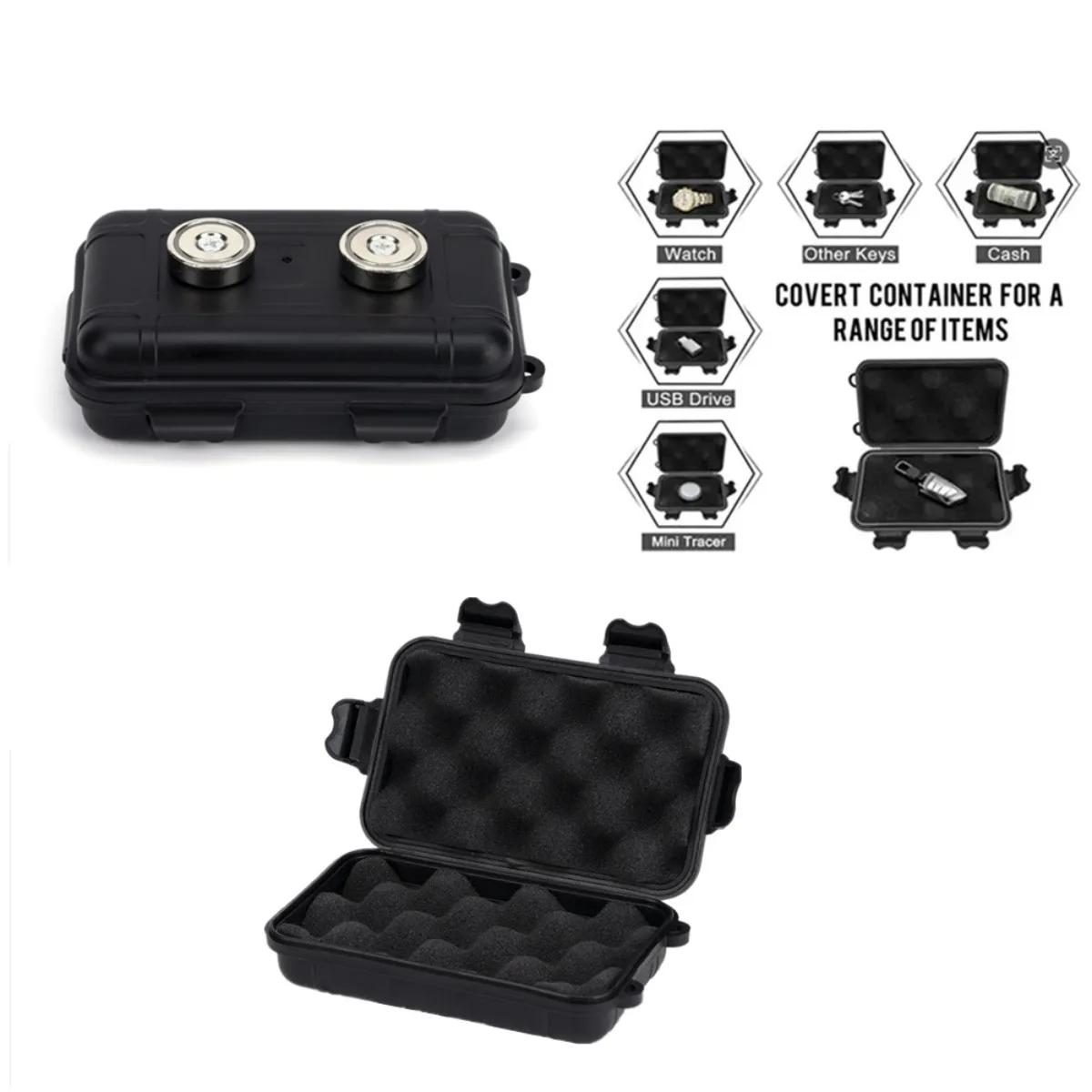 المزدوج قوي المغناطيسي صندوق أدوات مقاوم للماء سيارة المحمولة المدمج في الإسفنج وسادة صندوق تخزين العناصر الثمينة صندوق تخزين مفتاح #1