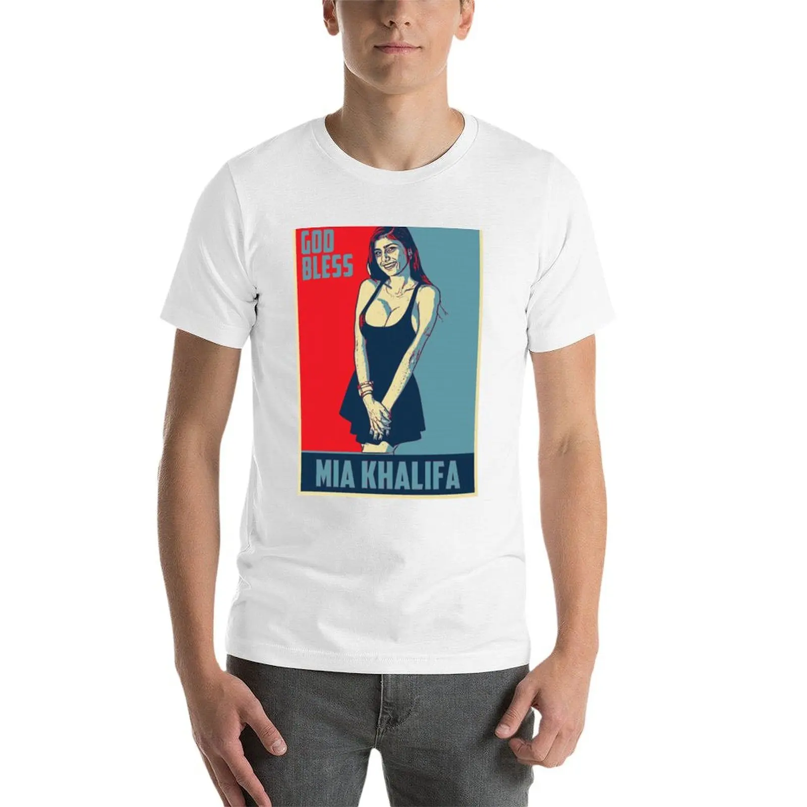 God Bless Mia Khalifa - Mia - The Best - Star T-Shirt camiseta masculina 100% algodão marca de luxo camisetas para homem pacote camiseta de algodão
