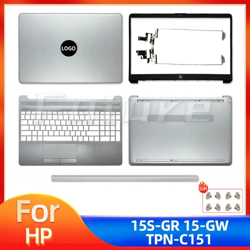 

New Case For HP 15-GW 15S-GR TPN-C151 LCD Back Cover Front Bezel Hinges Palmrest Bottom Case Cover L52012-001 L52007-001 Silver