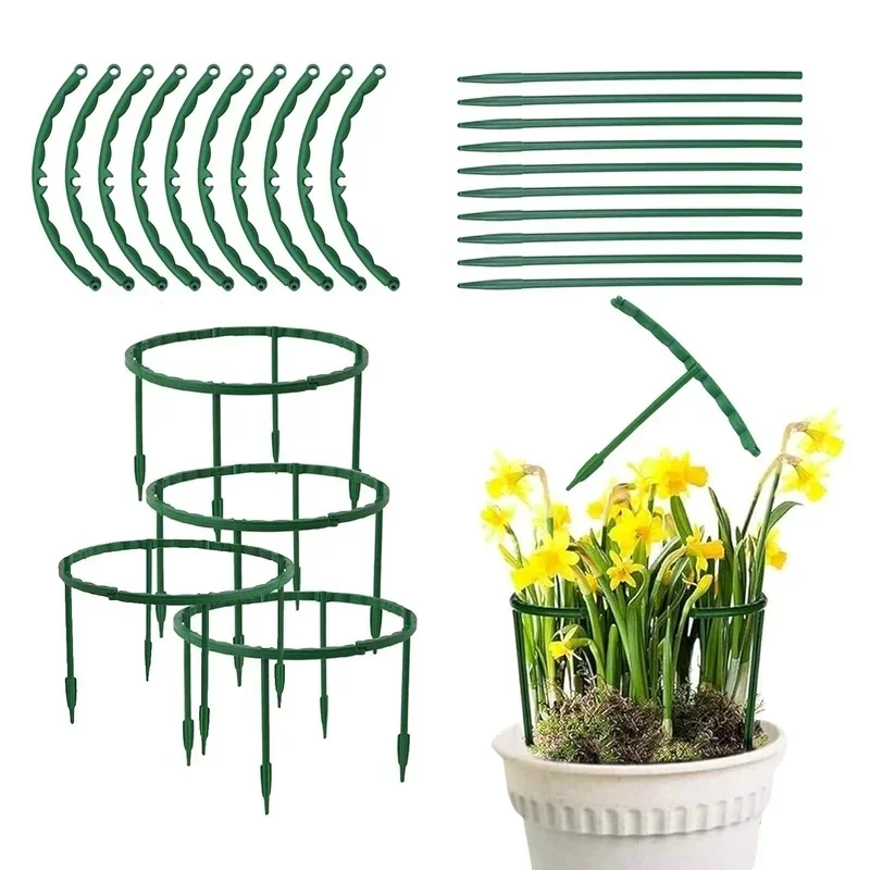 1-6set Plastic Plant Support Stakes, Garden Plant Stem Support Rods, Flower Vine Holder for Greenhouse, Potted Plants, Gardening