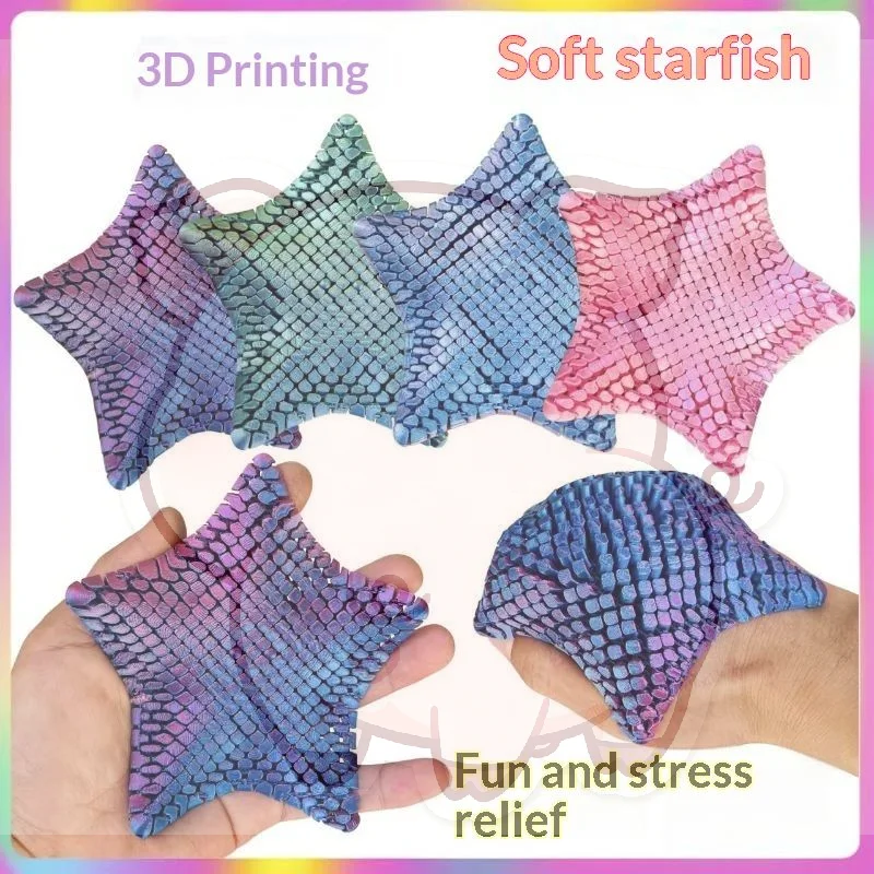 3D Printed Articulated Starfish Stress Relief Toy Flexible Sensory Fidget Toy for Kids Adults Office Home Use