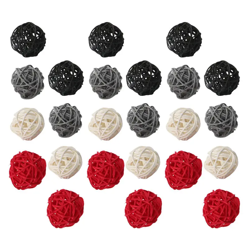 BAAJ-2 Inch Rattan Balls Decorative For Home Decor DIY Filler Ornament Wedding Table Decoration(Black, Grey, Red, White)