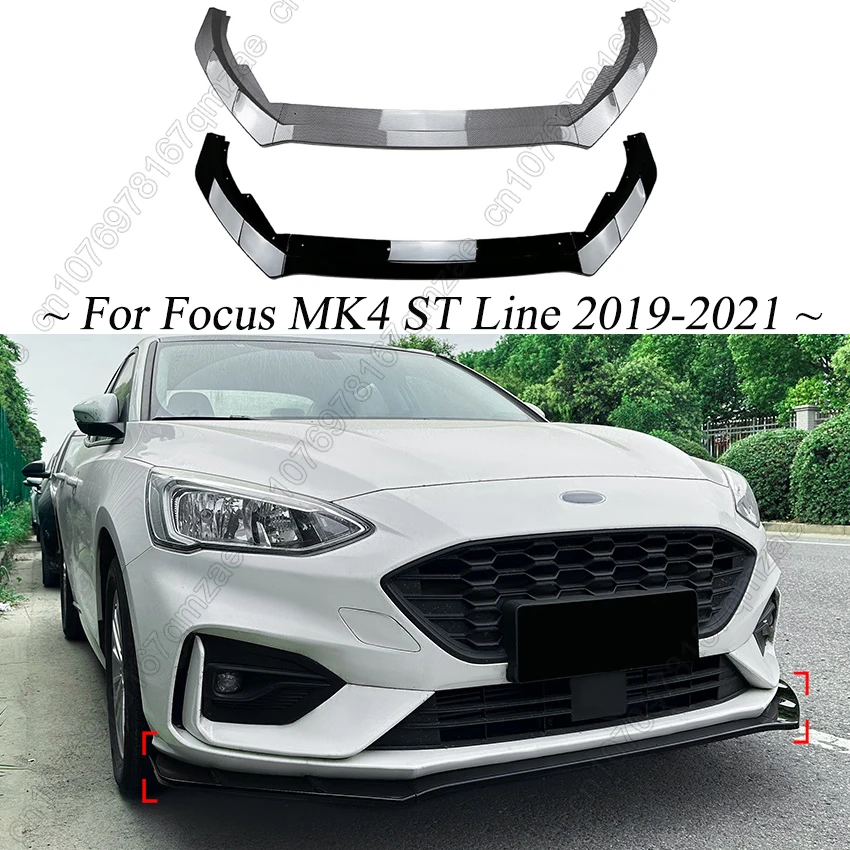 

3Pcs Car Front Bumper Splitter Lip Diffuser Spoiler Covers Accessories Trim For Ford Focus MK4 ST Line 2.0 2.3 2019-2022 Tuning